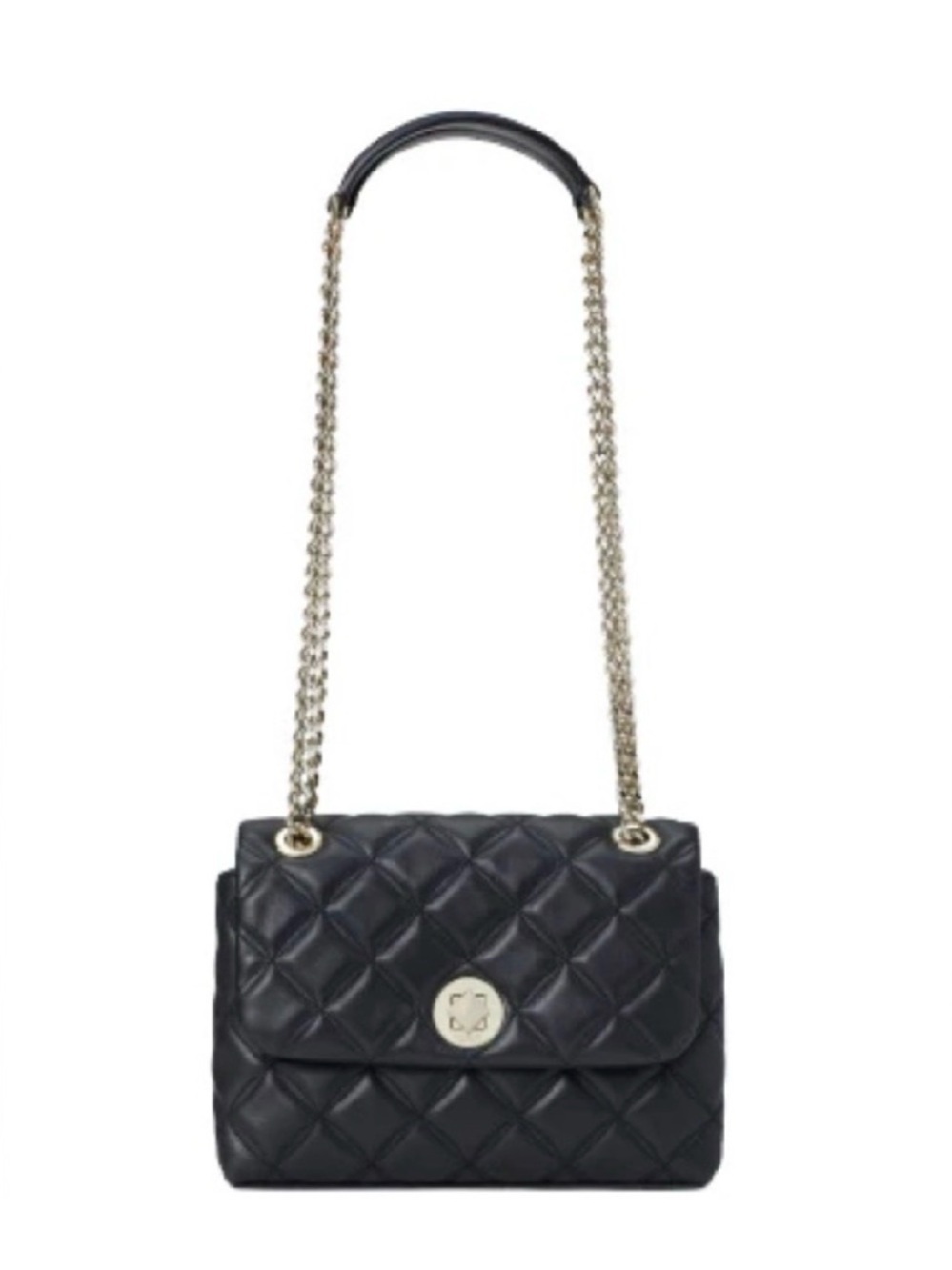 Kate Spade ♠️ Natalia Small Flap Quilted Black Leather Chain Shoulder Bag